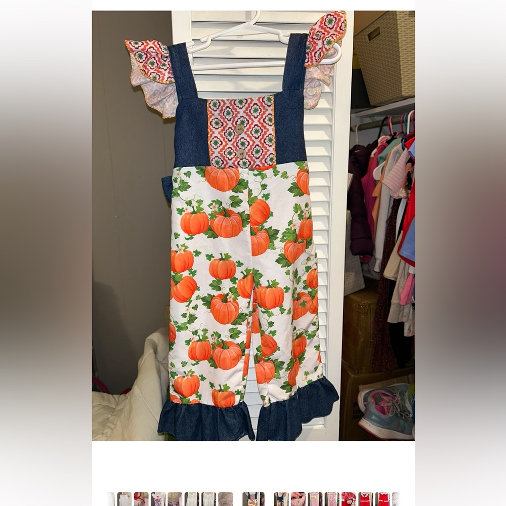 Pumpkin Print Ruffle Jumper girls size 3T